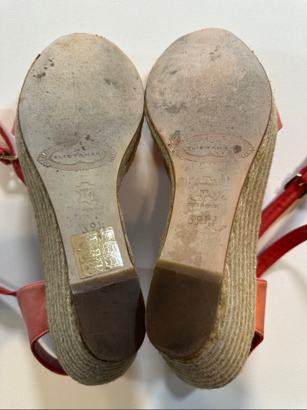 Elie Tahari Coral Satin Espadrille Wedge Sandals Women's Size 8.5 - Picture 5 of 6